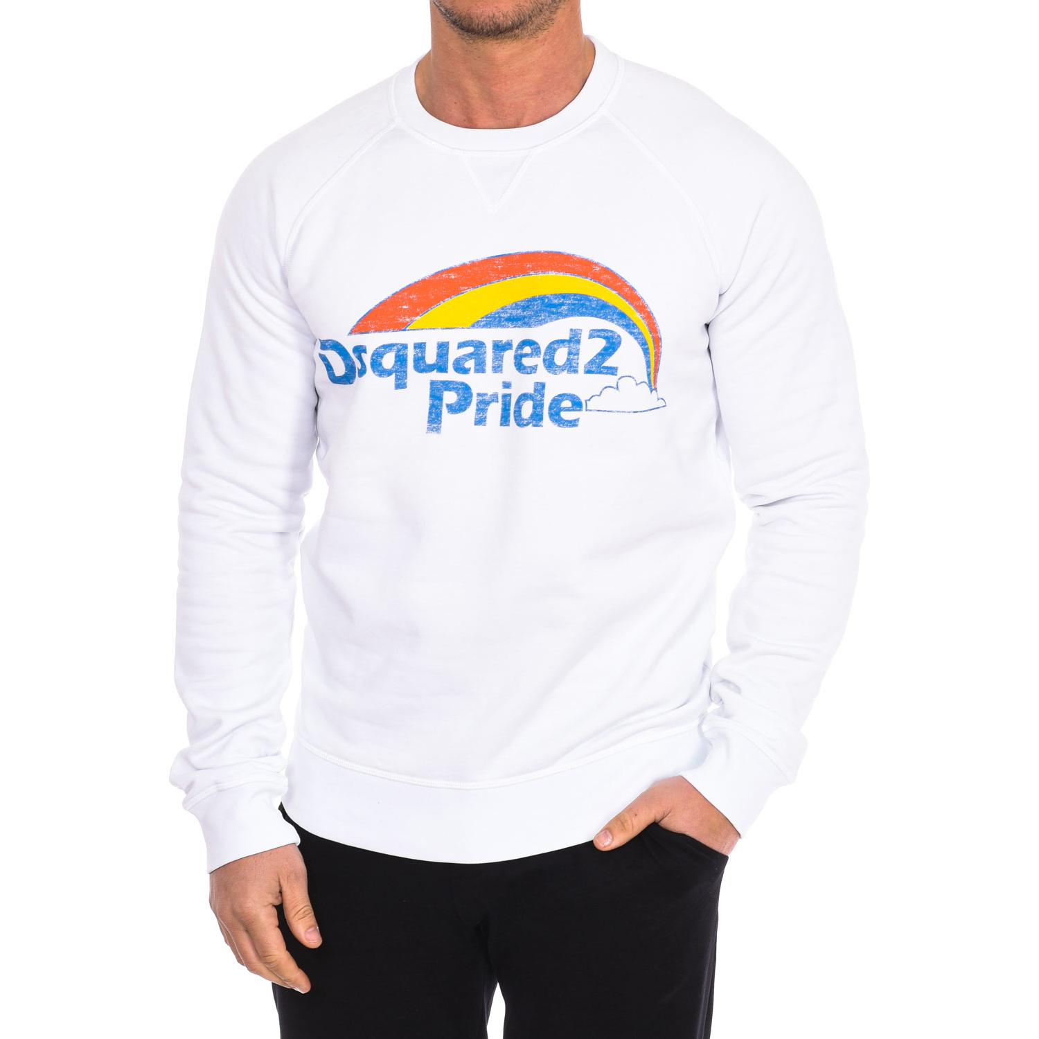 Dsquared2 Herensweatshirt met lange mouwen en ronde hals S71GU0368-S25030 L wit