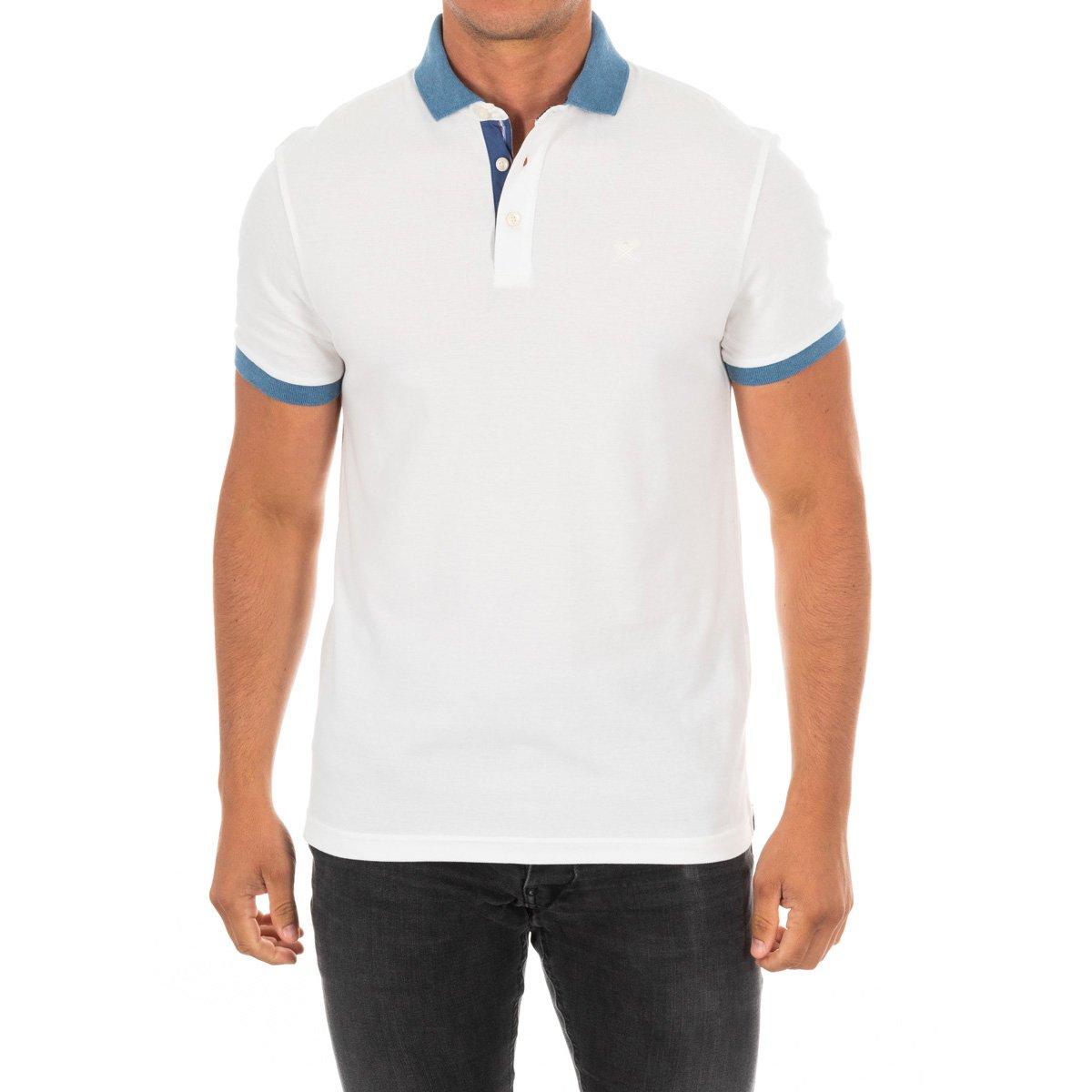 Hackett London Heren poloshirt met korte mouwen en reverskraag HM561962 S wit