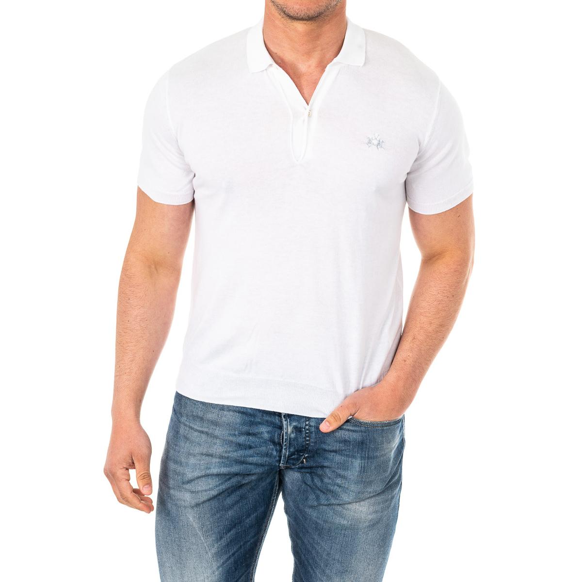 LA MARTINA Heren klassiek gesneden poloshirt met korte mouwen en reverskraag HMSA01 3XL wit
