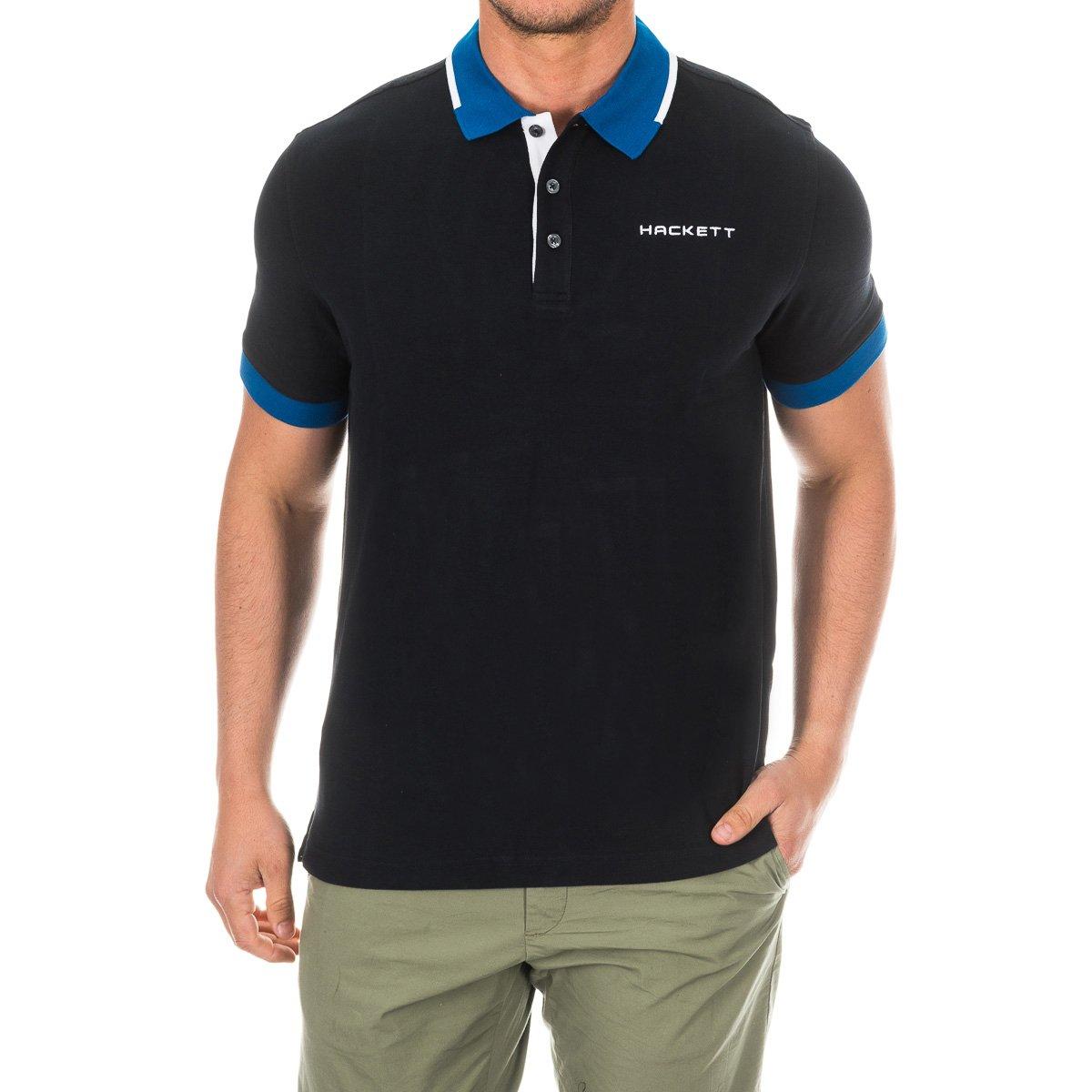 Hackett London Heren HMX1005D Contrasterende Reverskraag Polo met Korte Mouwen S veelkleurig