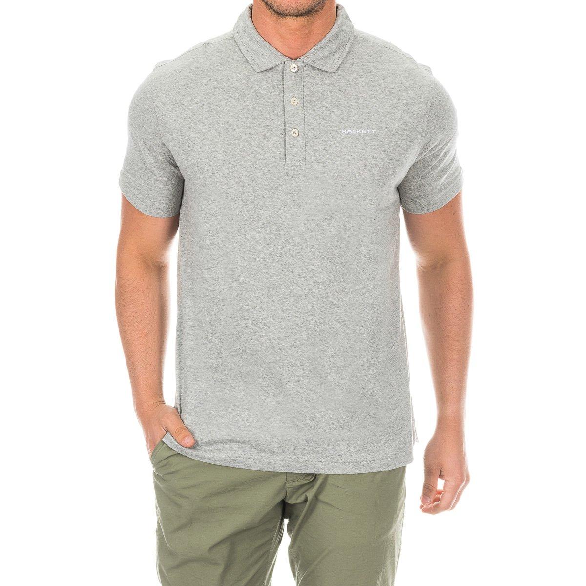 Hackett London Heren HMX1004E poloshirt met korte mouwen en revers S grijze kleur