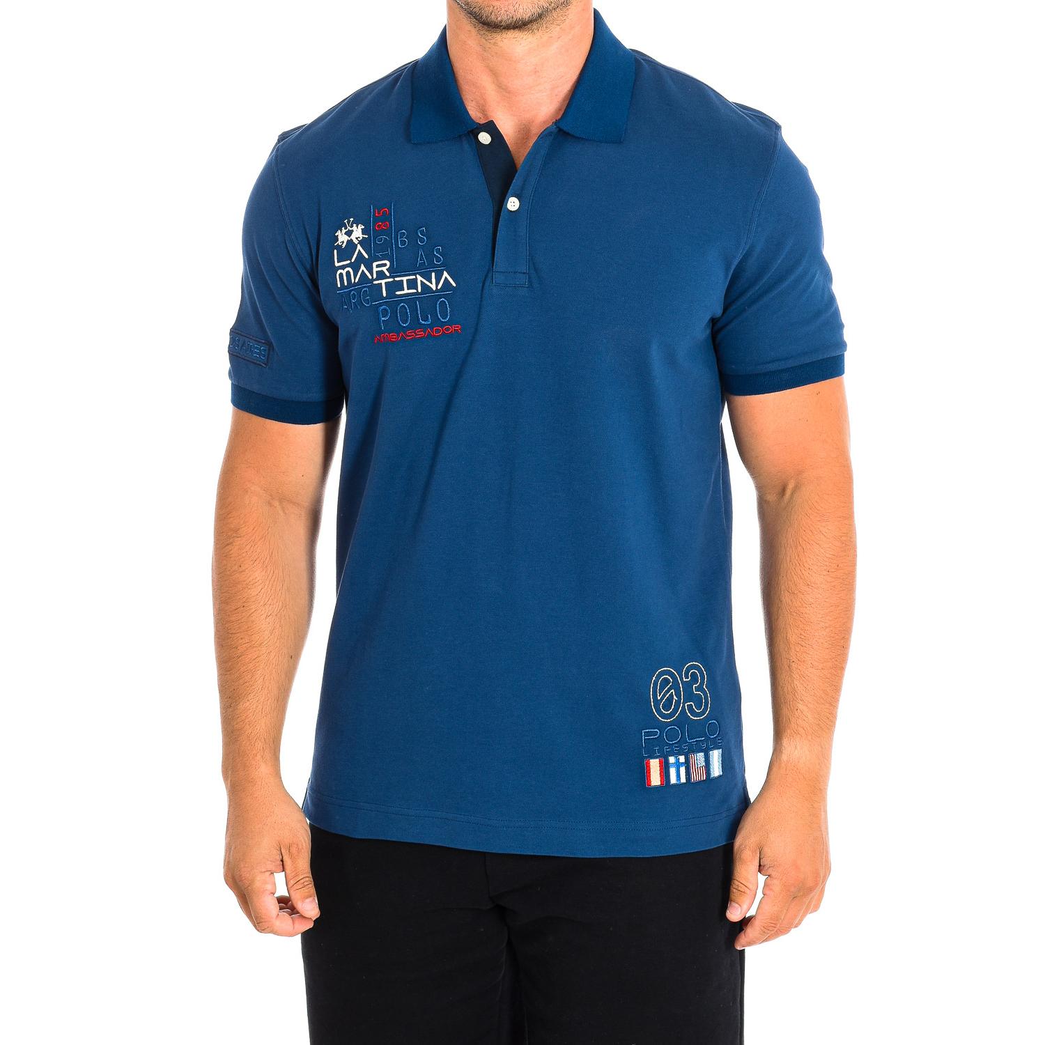 LA MARTINA Heren poloshirt met korte mouwen TMP330-PK001 S blauw