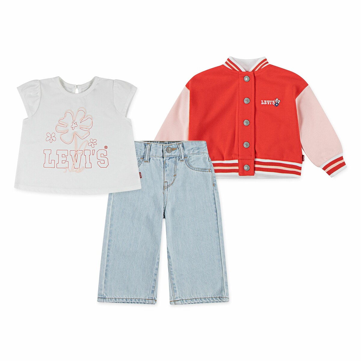 LEVI'S KIDS Ensemble Teddyjas, spijkerbroek en T-shirt