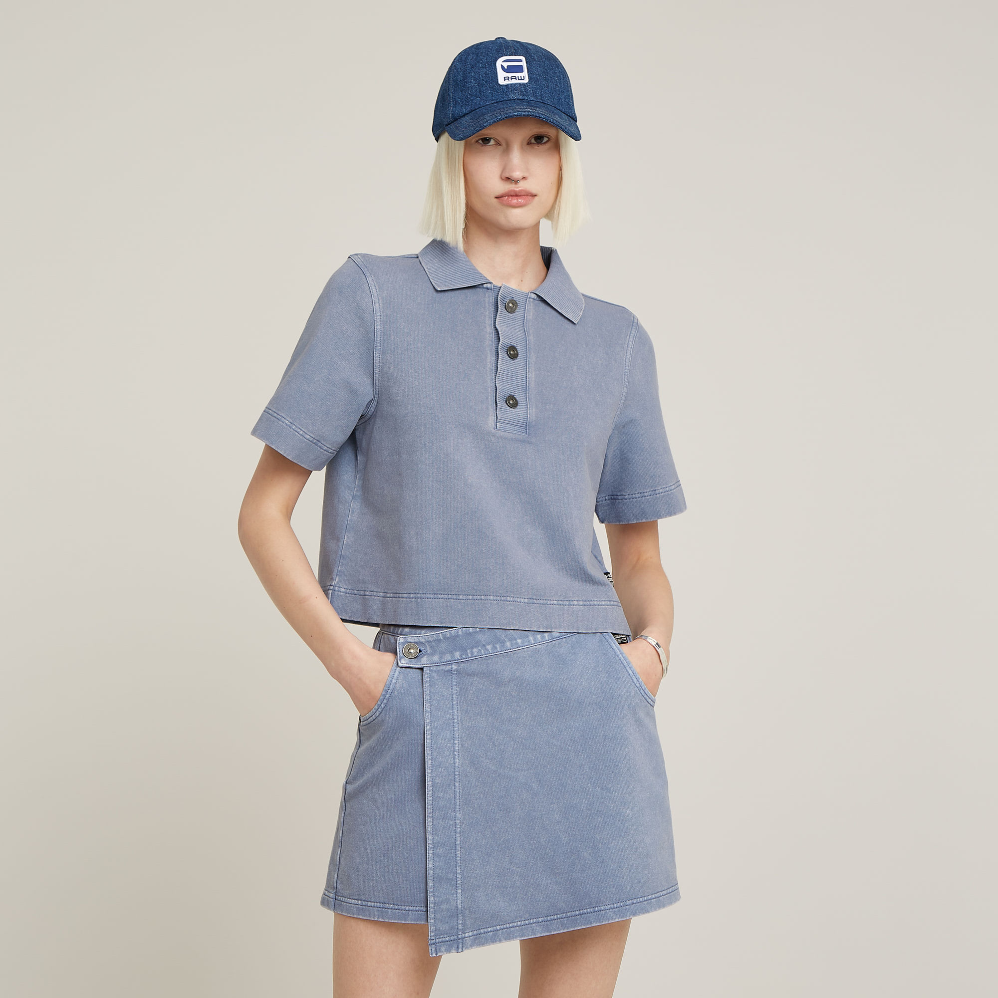 G-Star RAW Overdyed Polo Sweater - Lichtblauw - Dames
