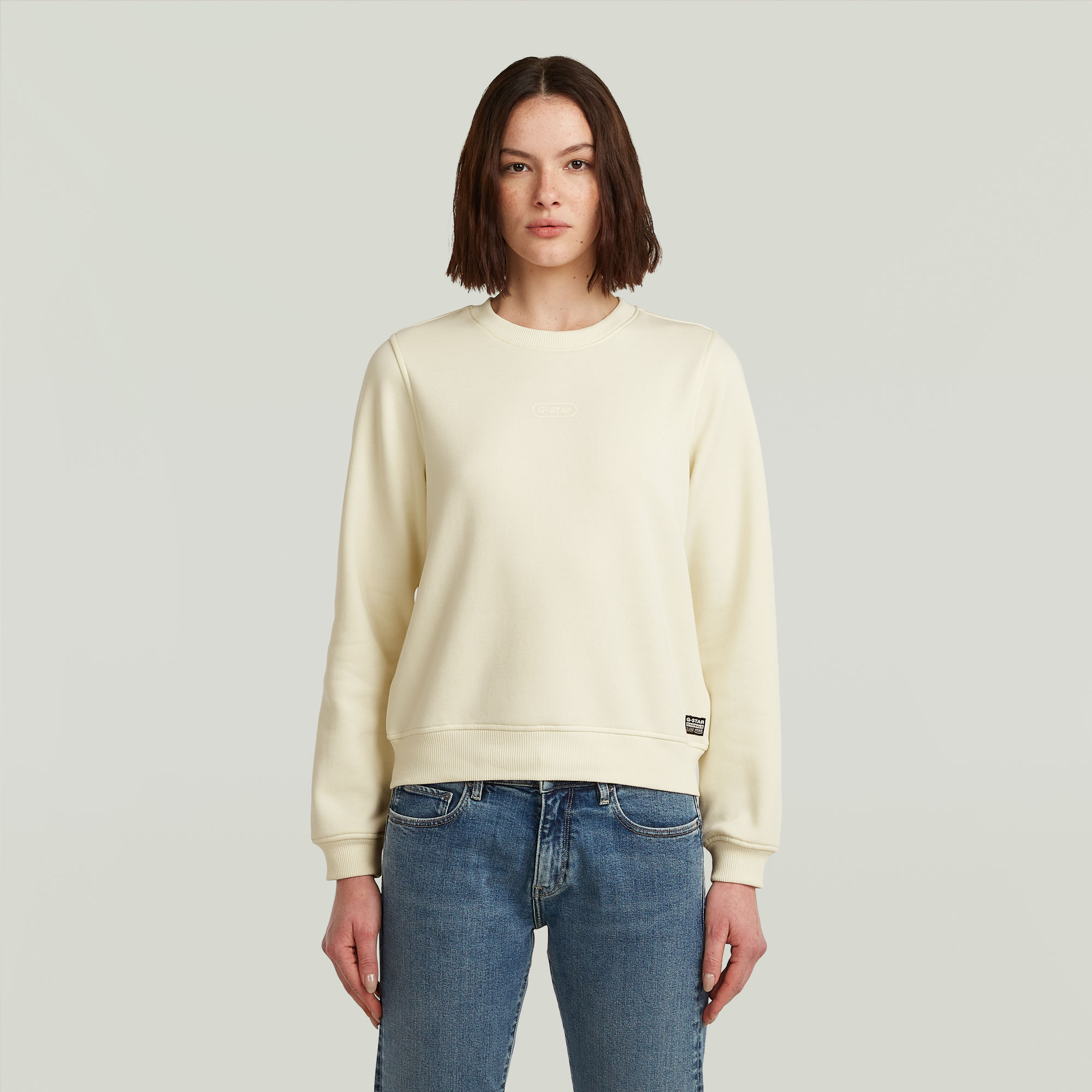 G-Star RAW Center Chest Logo Crew Sweater - Beige - Dames