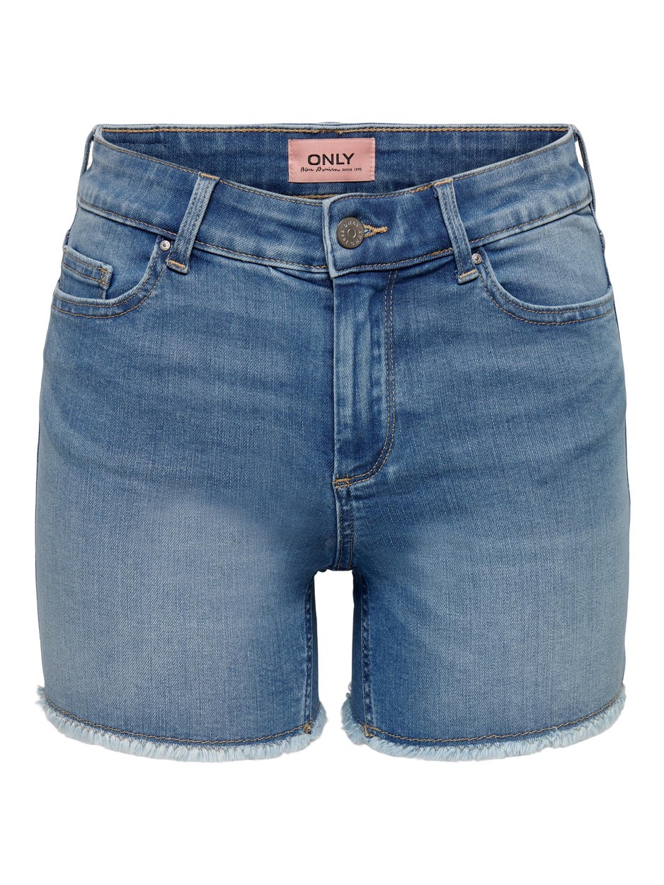 Only Onlblush mid sk raw dnm shorts noos blue denim