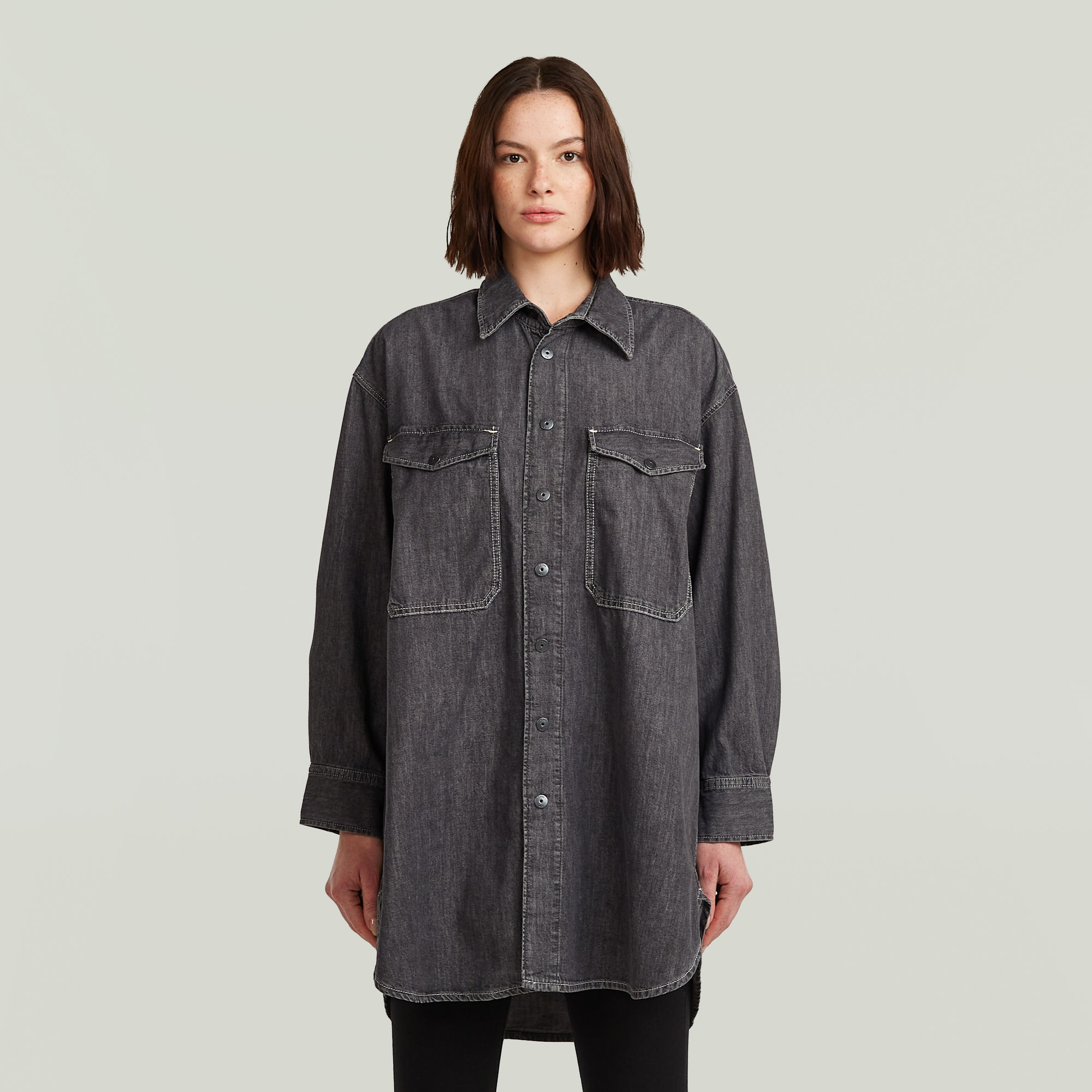 G-Star RAW Oversized Denim Blouse Evergreen - Grijs - Dames