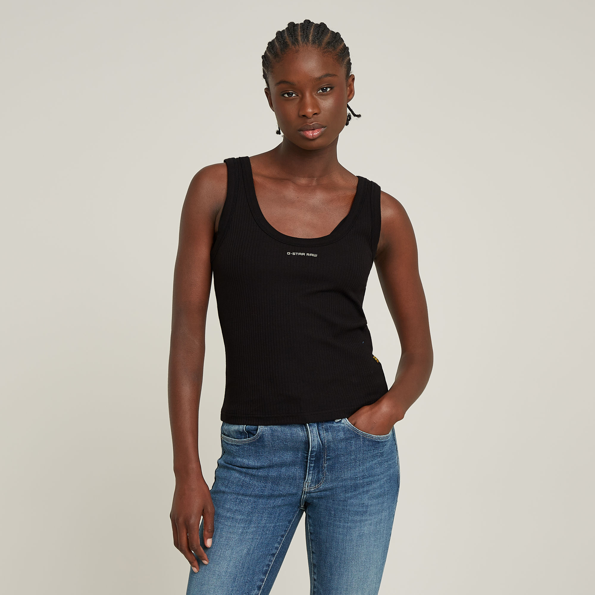 G-Star RAW Slim Rib Tanktop - Zwart - Dames