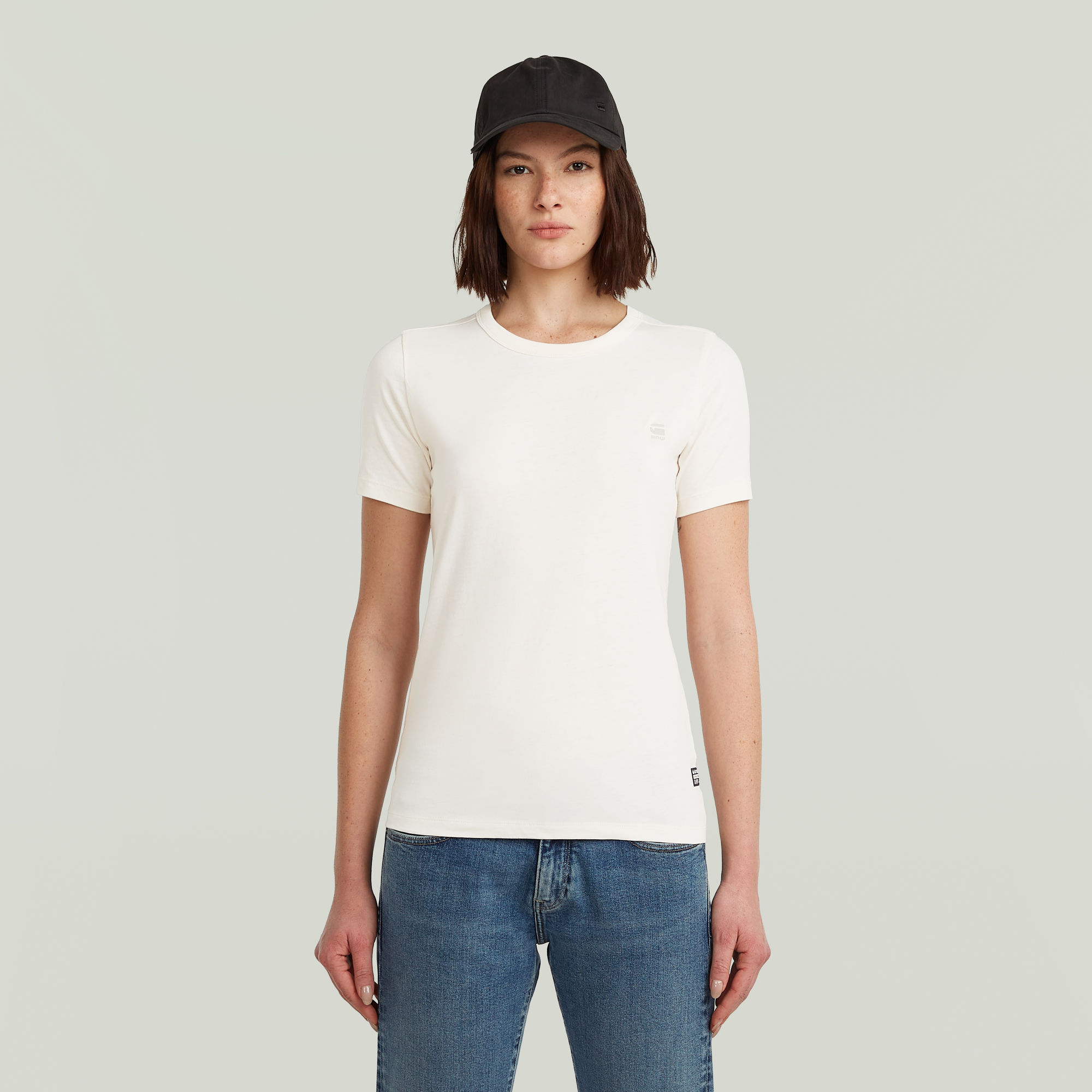 G-Star RAW Statement Chest Logo Optic Slim Top - Beige - Dames