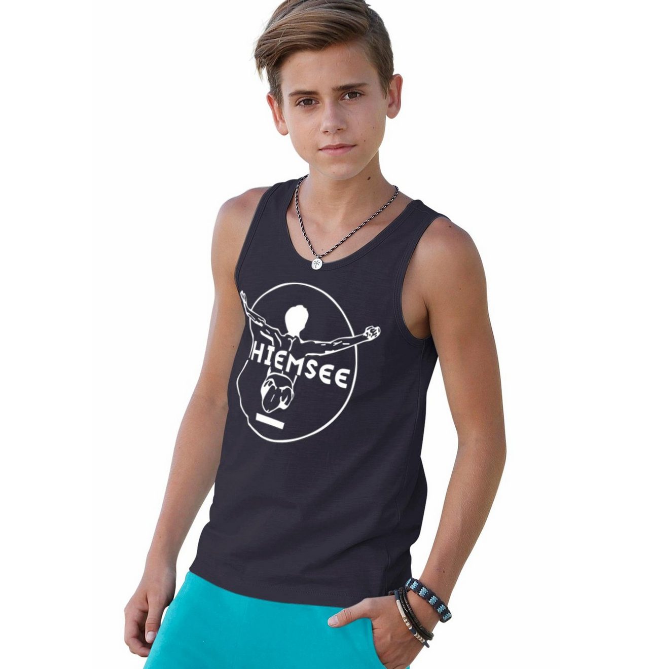 Chiemsee Tanktop Basic met logoprint in contrast