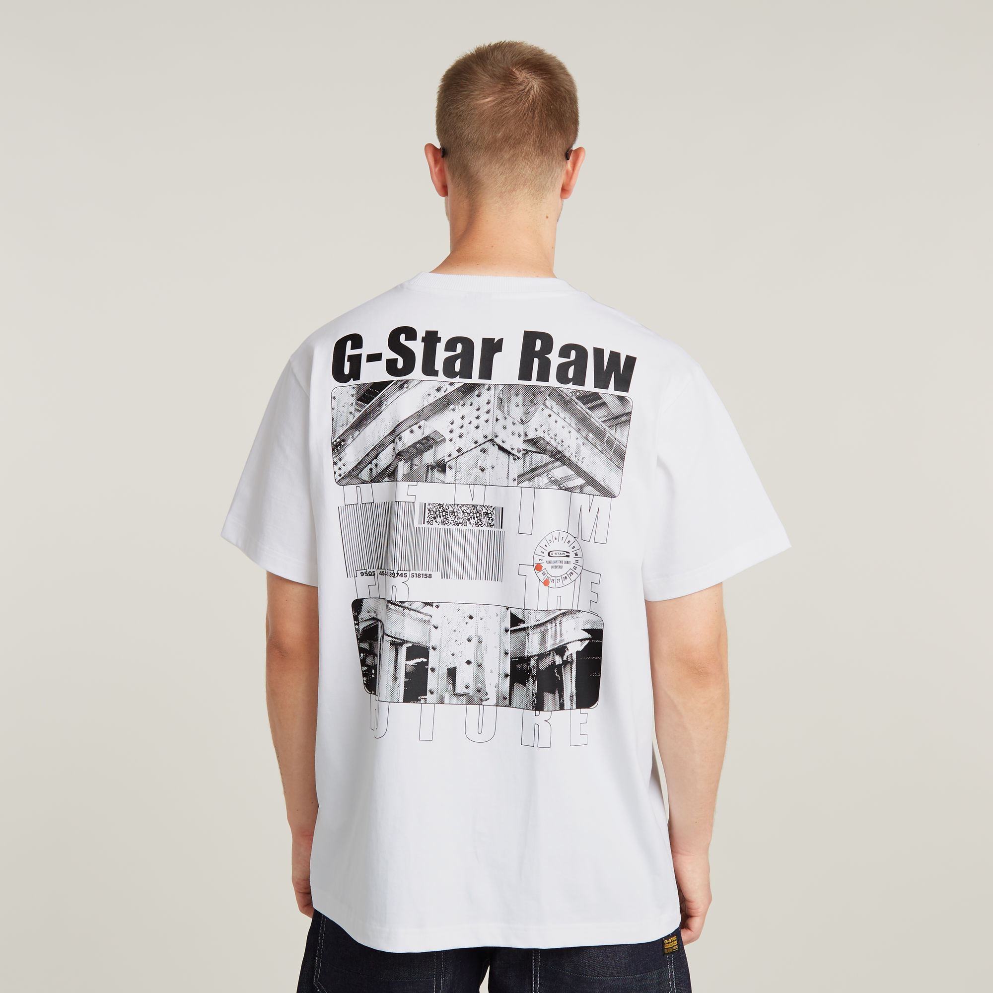G-Star RAW Barcode Back Graphic Loose T-Shirt - Wit - Heren