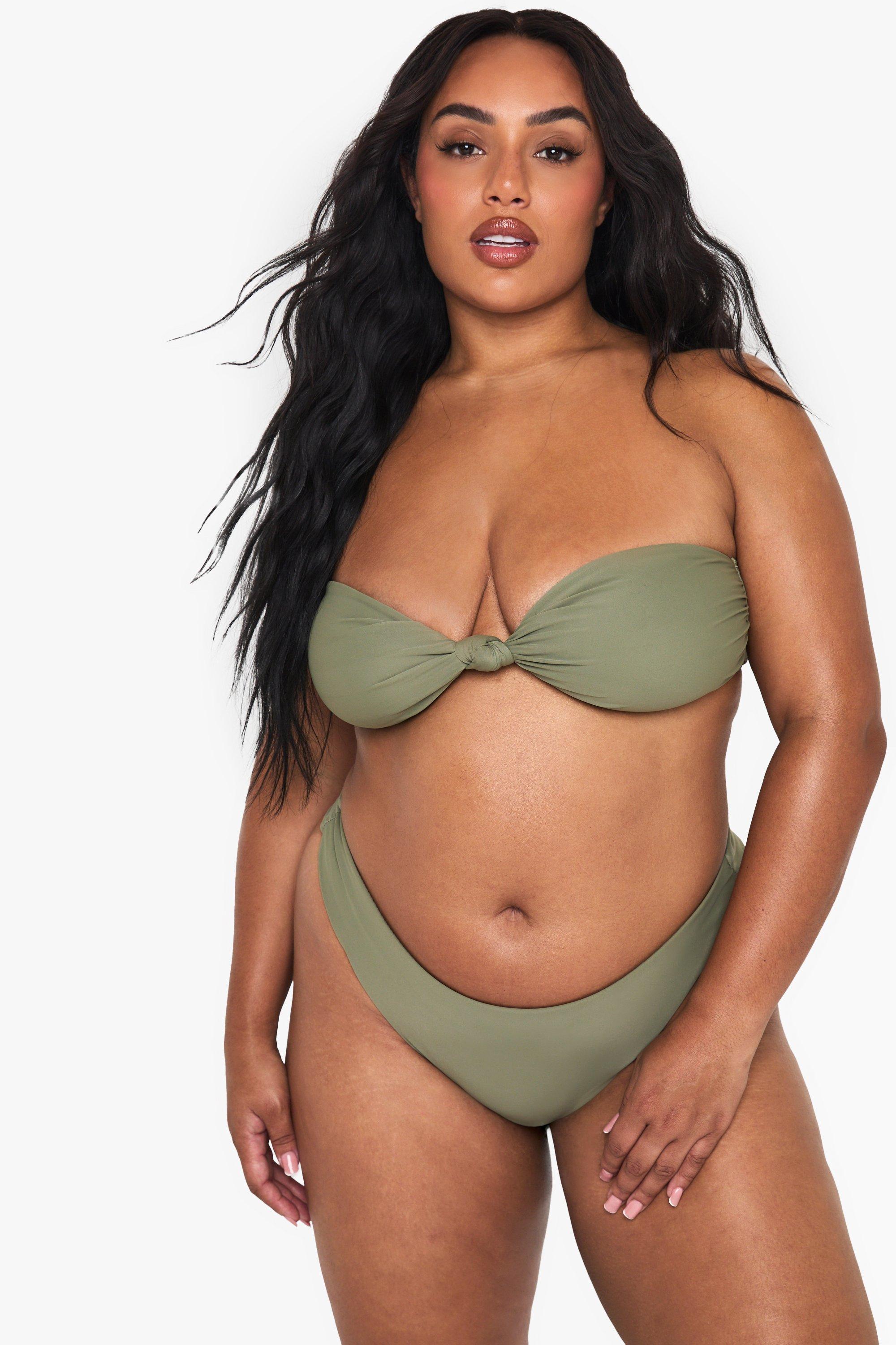 Boohoo Plus Strapless Badmode Essentials Bikini Top, Khaki