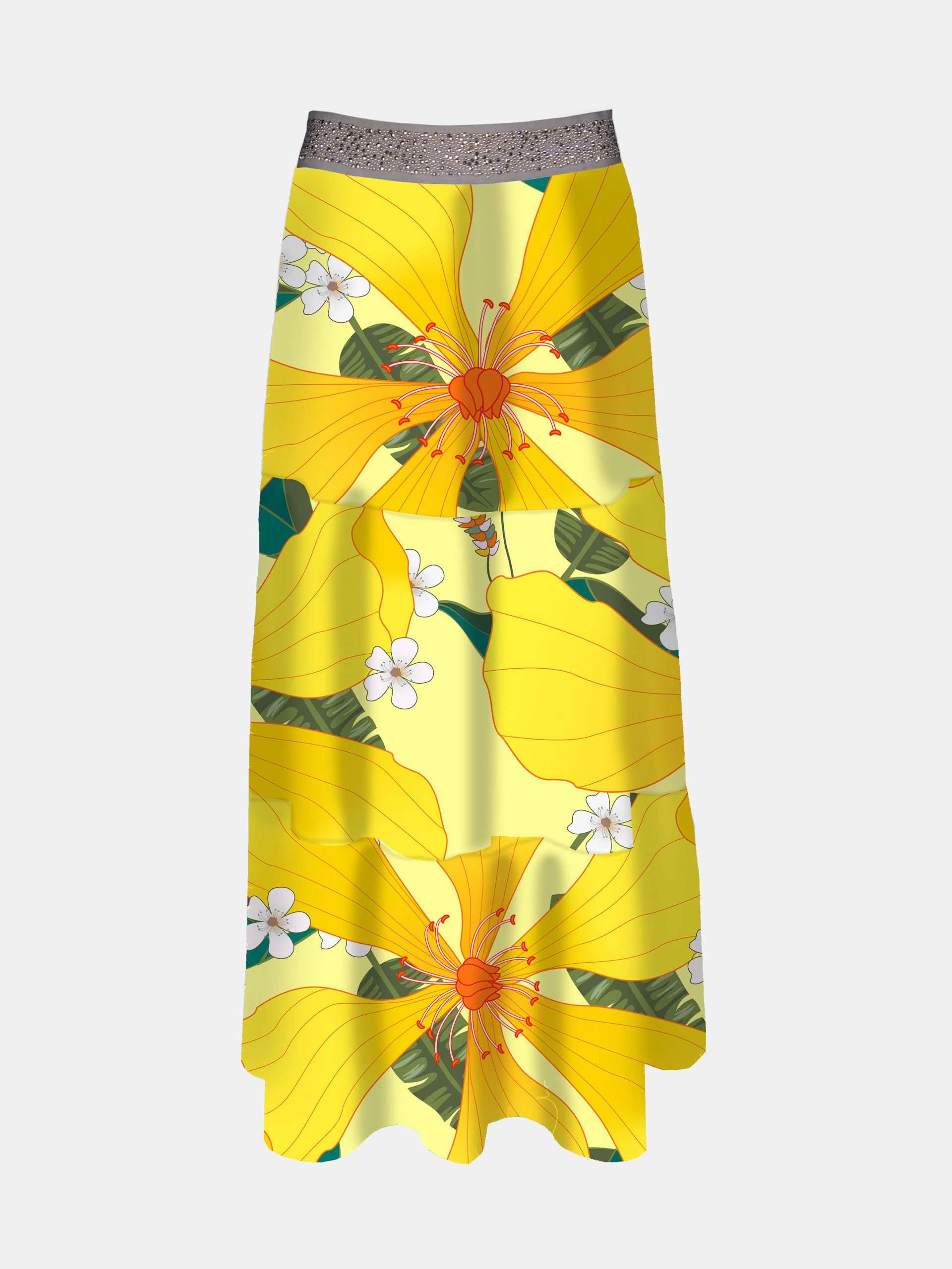 Mucho Gusto  rok toulouse geel bloemenprint