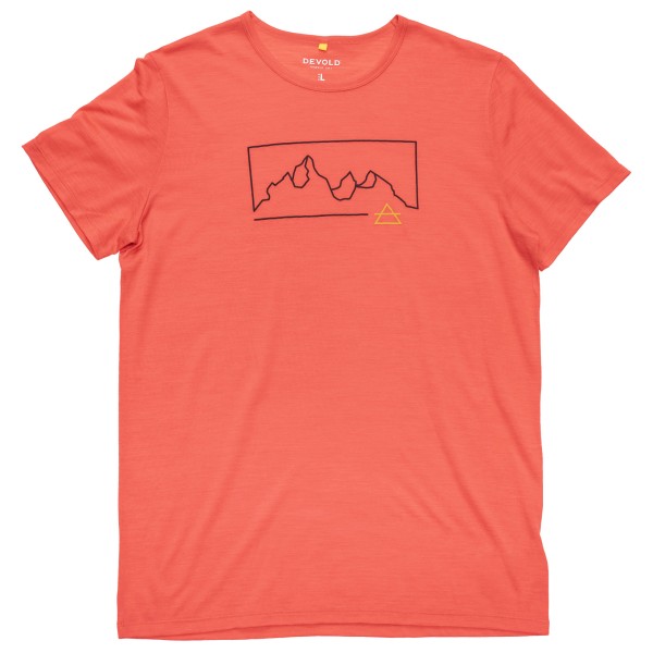Devold - Active Outline Tee - Merinoshirt, rood