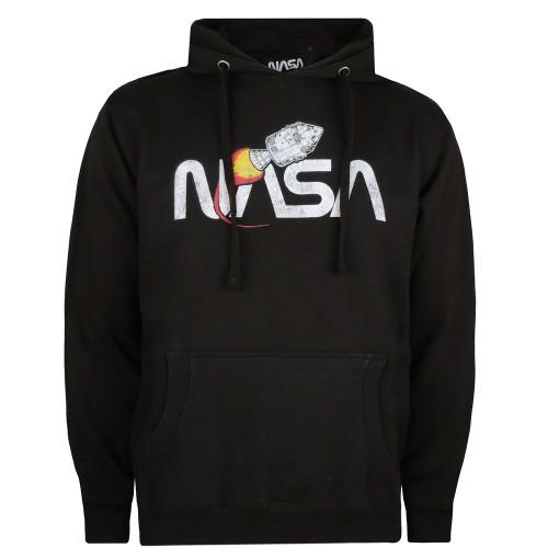 NASA Heren Vintage Rocket Pullover Hoodie M zwart/wit
