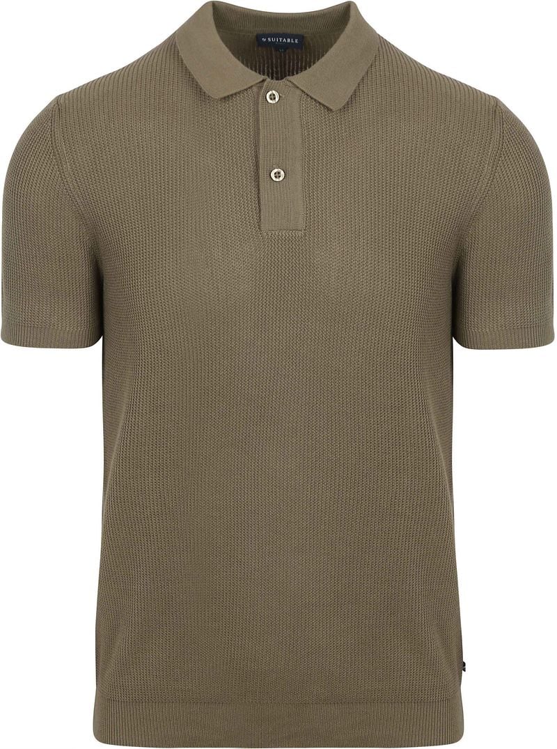 Suitable Respect Polo Structure Knit Olijfgroen