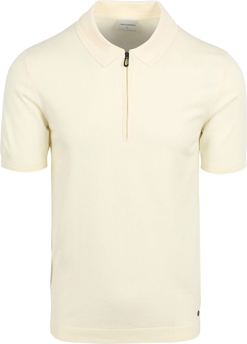 No Excess Half Zip Poloshirt Off White