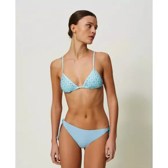 Twin-set Driehoekig bikinitopje en bikinislip met strass oval t