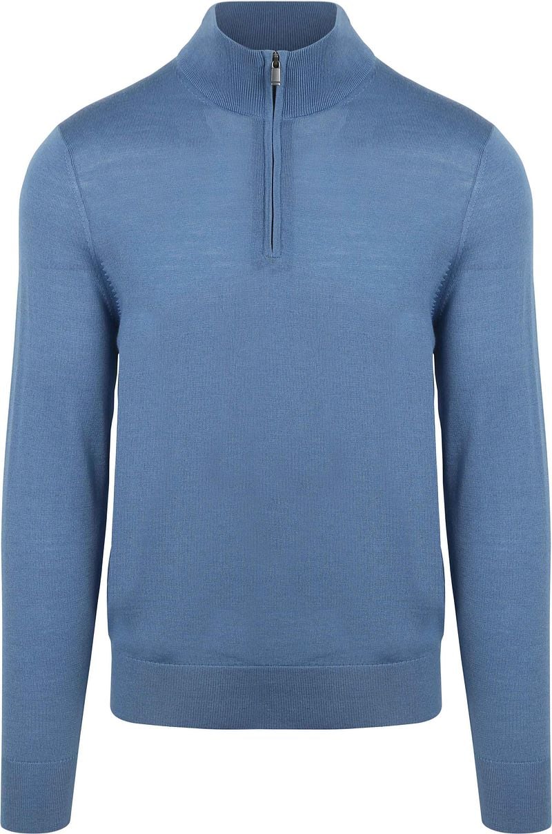 Suitable Merino Half Zip Trui Ink Blauw