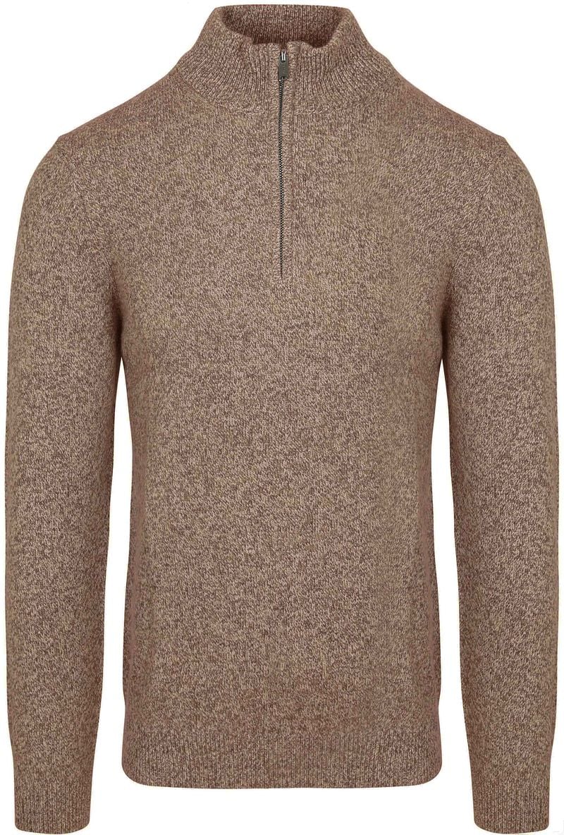 Profuomo Half Zip Pullover Lamswol Melange Camel