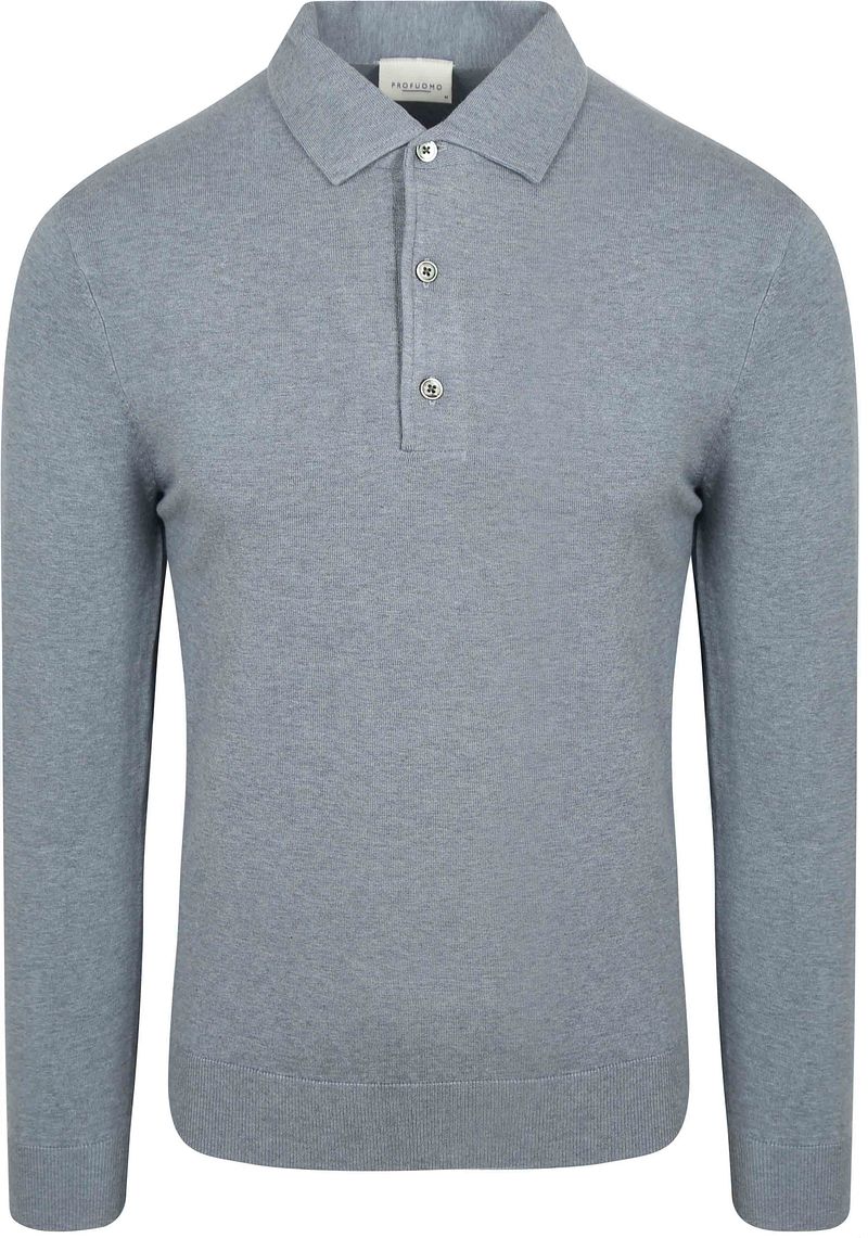 Profuomo Longsleeve Poloshirt Luxury Basic Blauw