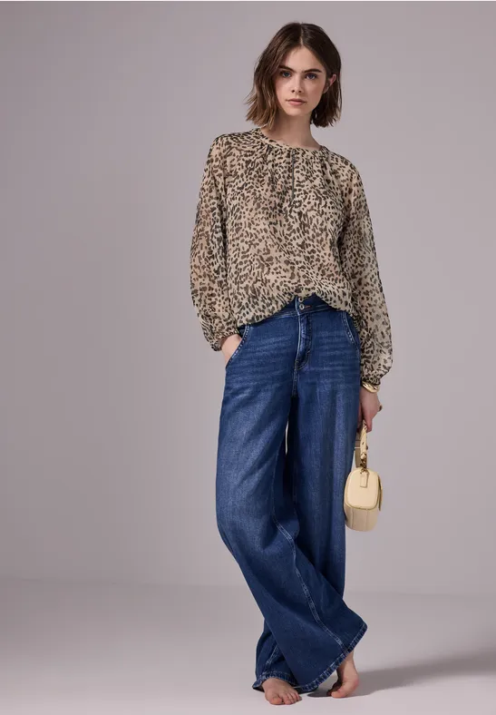 Street One Studio Chiffon blouse met leopatroon