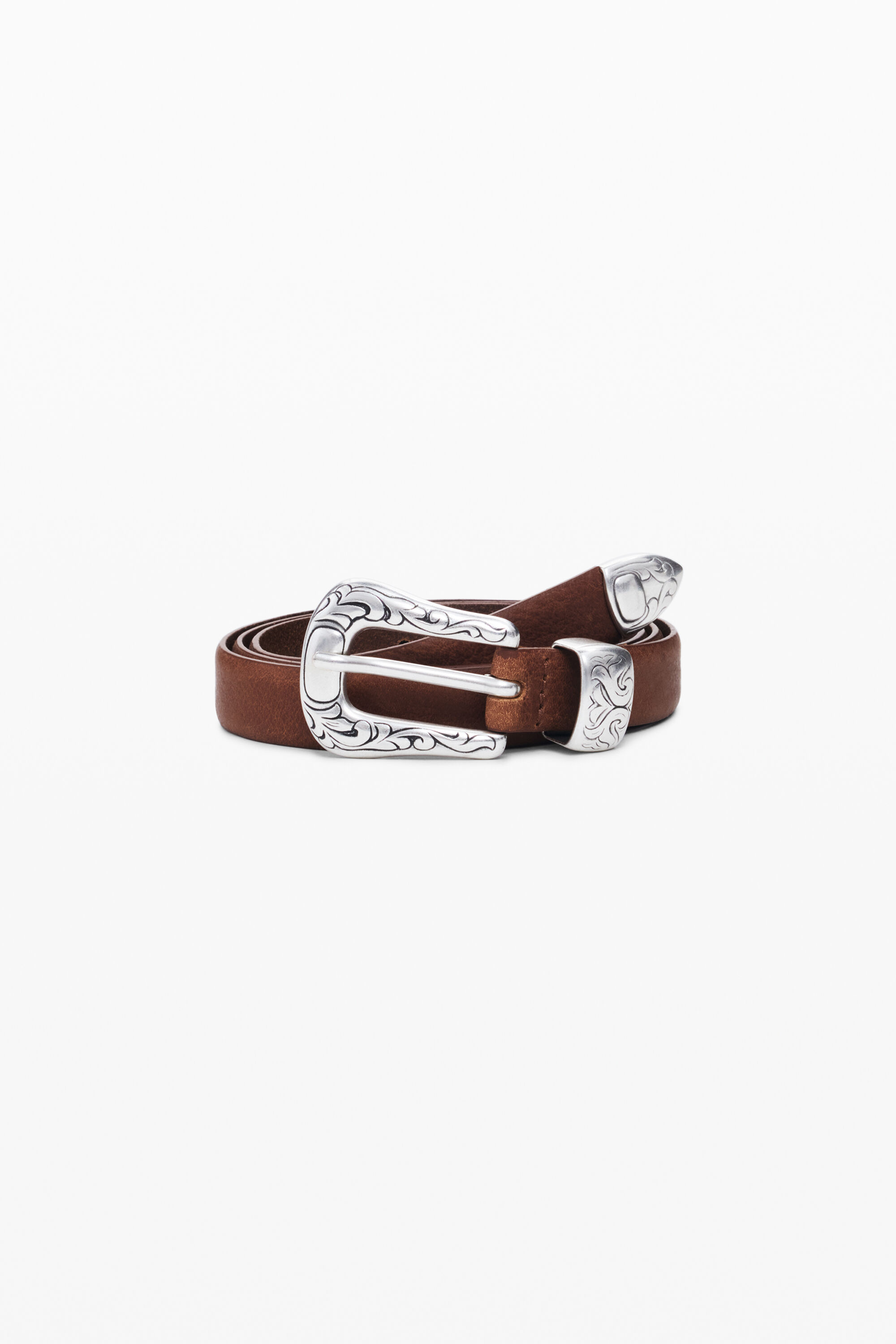 desigual Cowboy buckle leather belt - BROWN