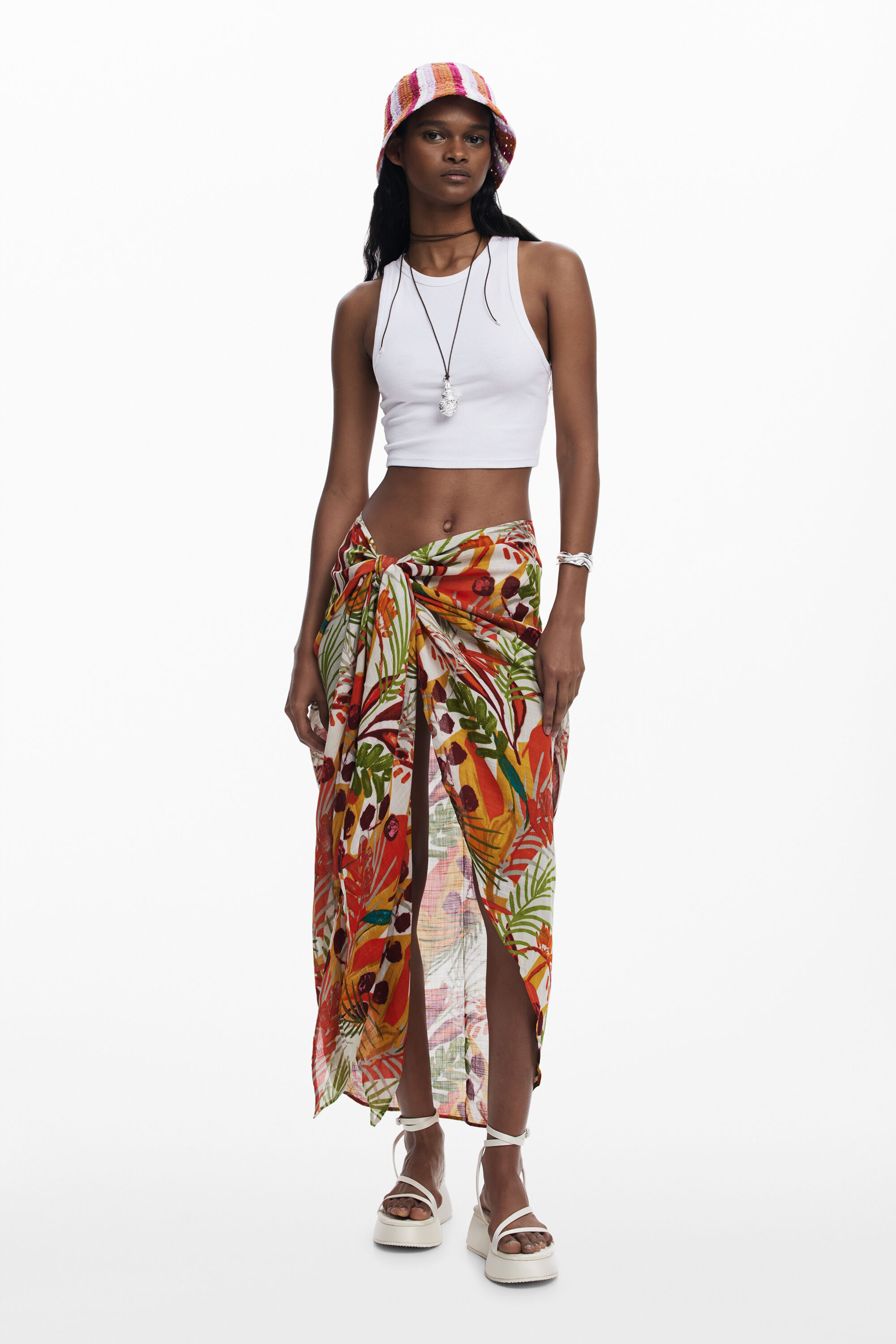 desigual Tropische wikkelrok - MATERIAL FINISHES