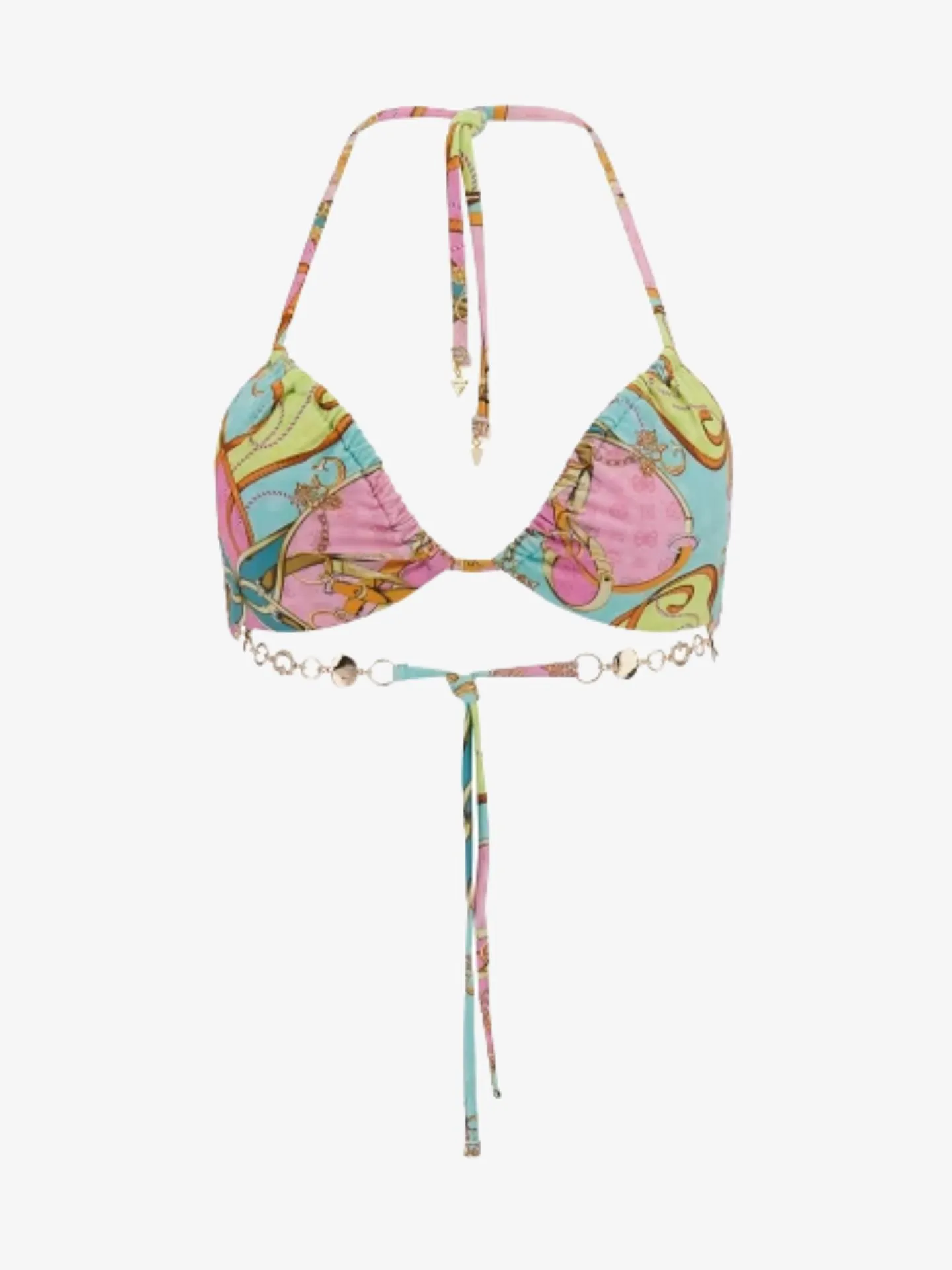 Guess Dames bikinitop triangle removable pads glam chains acqua