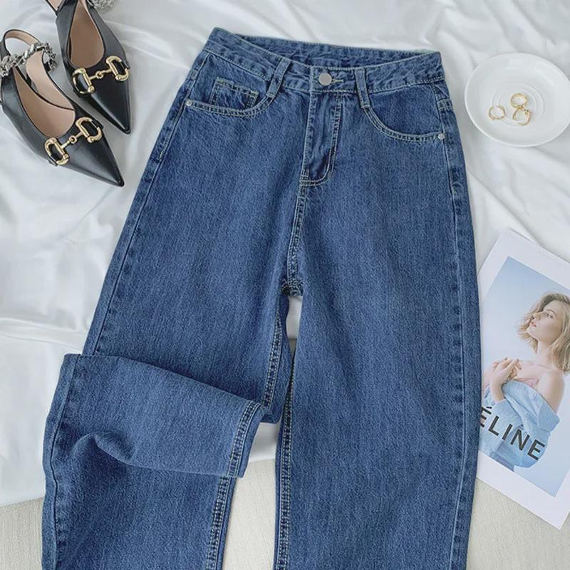 VantaGoods Dames High Waist Retro Straight Leg Jeans - Zomer Casual Slim Fit Wijde Broek L