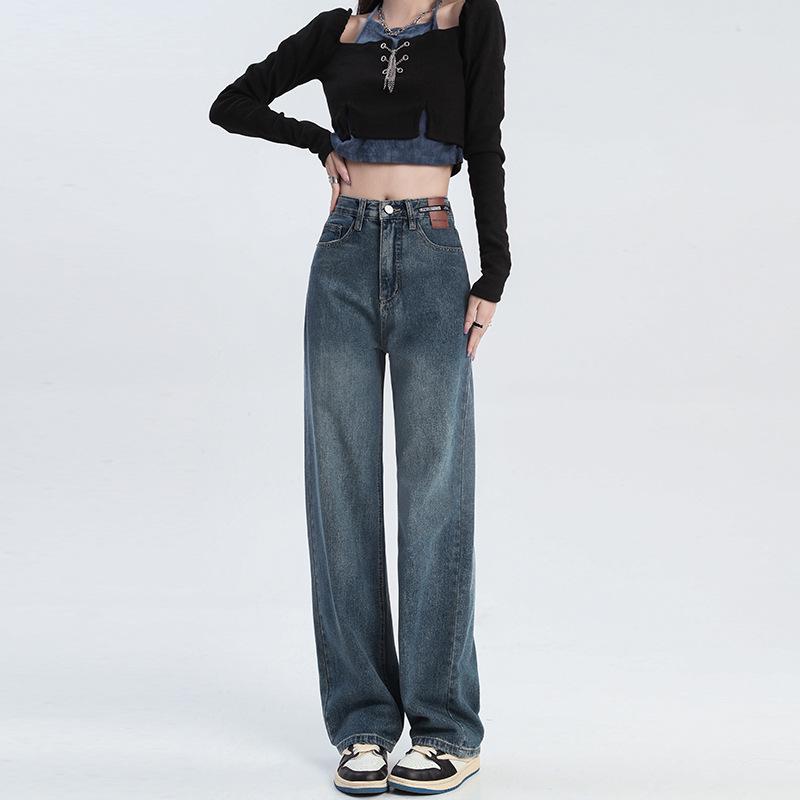 VantaGoods Koreaanse veelzijdige high-waist wide-leg jeans voor dames - herfst/wintercollectie XL