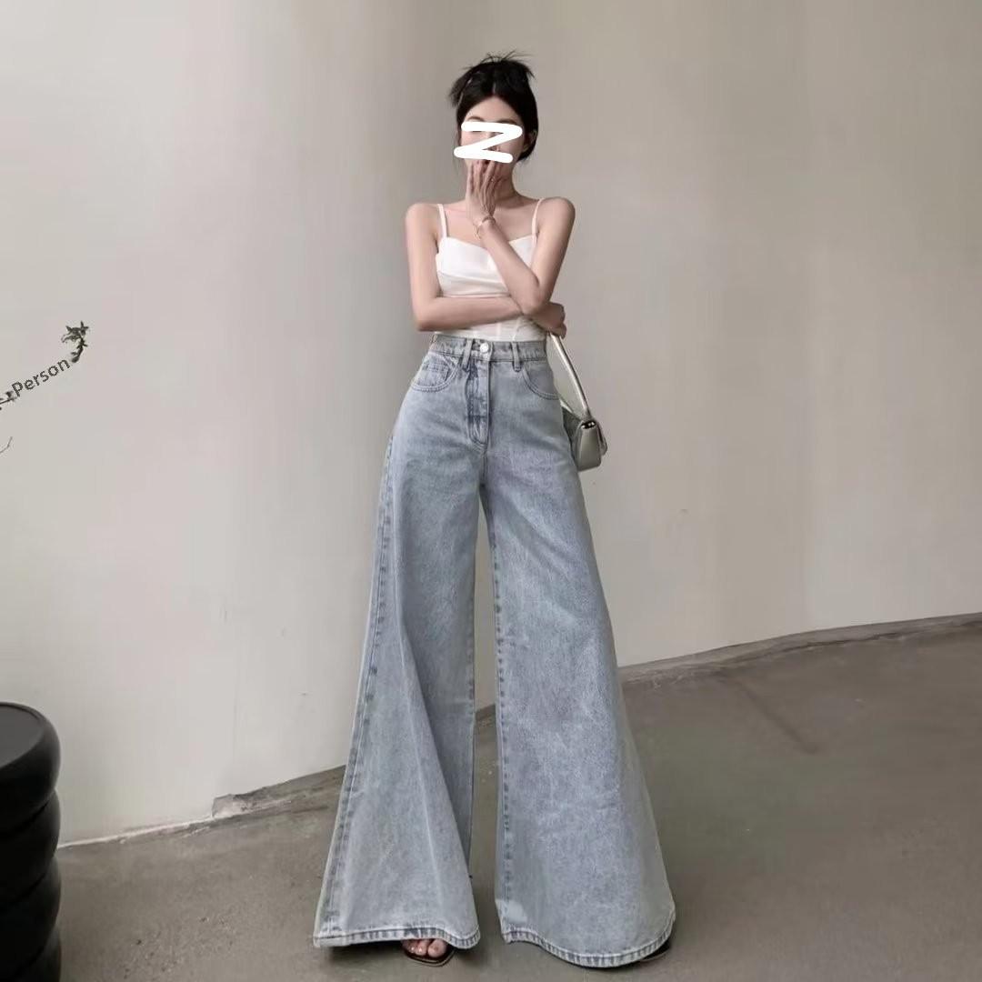 VantaGoods Dames High-Waist Light Wide-Leg Jeans - Lente/Herfst 2024 Collectie 2XL lichtblauwe kleur