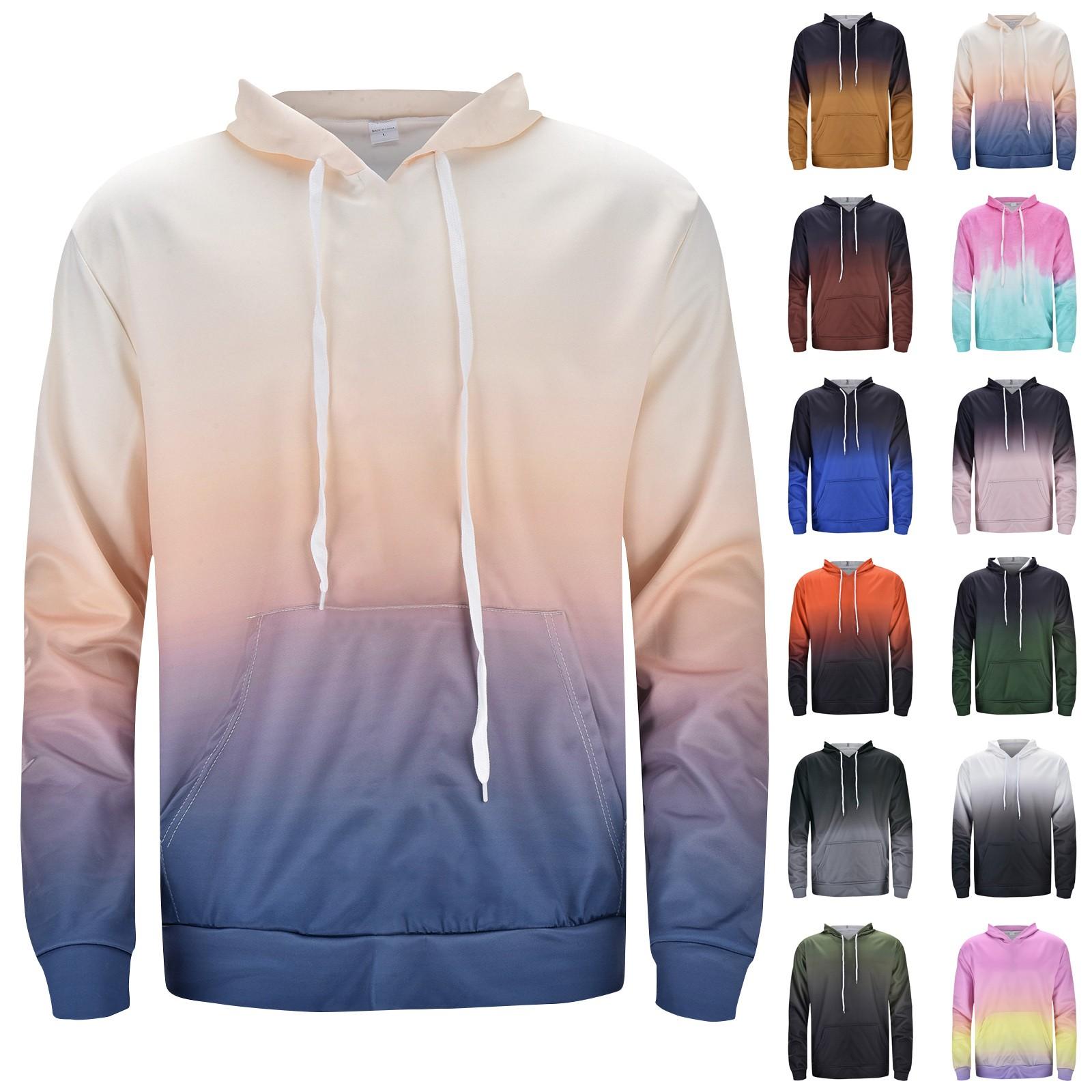 Ren Bag Kleurverloop voor heren, losse hoodies met lange mouwen, casual sporthoodies voor heren, lange mouwen M blauw