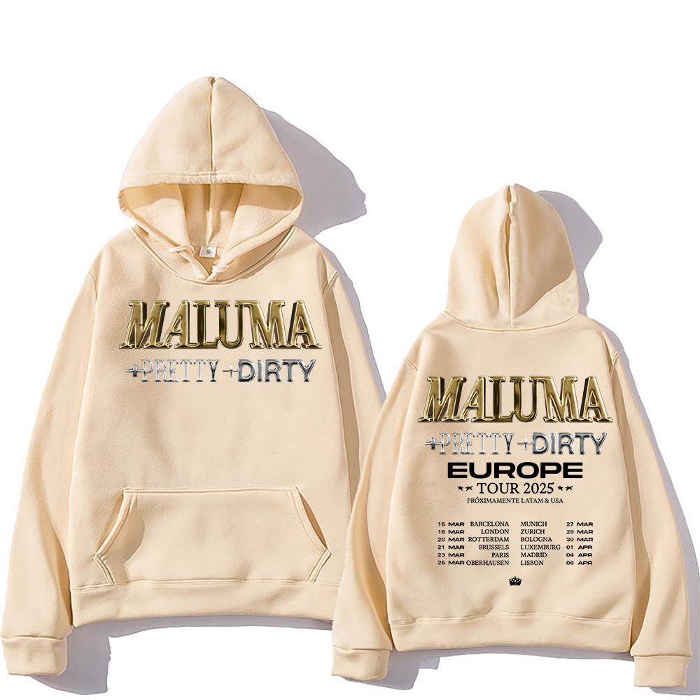 Trendy discount Maluma Europet Tour 2025 Print Hoodies Heren Hip Hop Mode Kleding Sweatshirts Mode Nieuw Unisex Truien Casual Streetwear XS zwart
