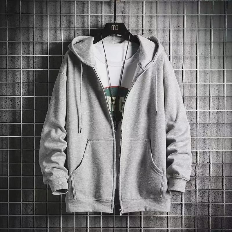 VantaGoods 2024 Lente & Herfst Herenmode Jas: High Street Hong Kong-stijl, Japans geïnspireerde trui, Koreaanse trend, losse pasvorm, capuchonontwerp. 4XL grijze kleur