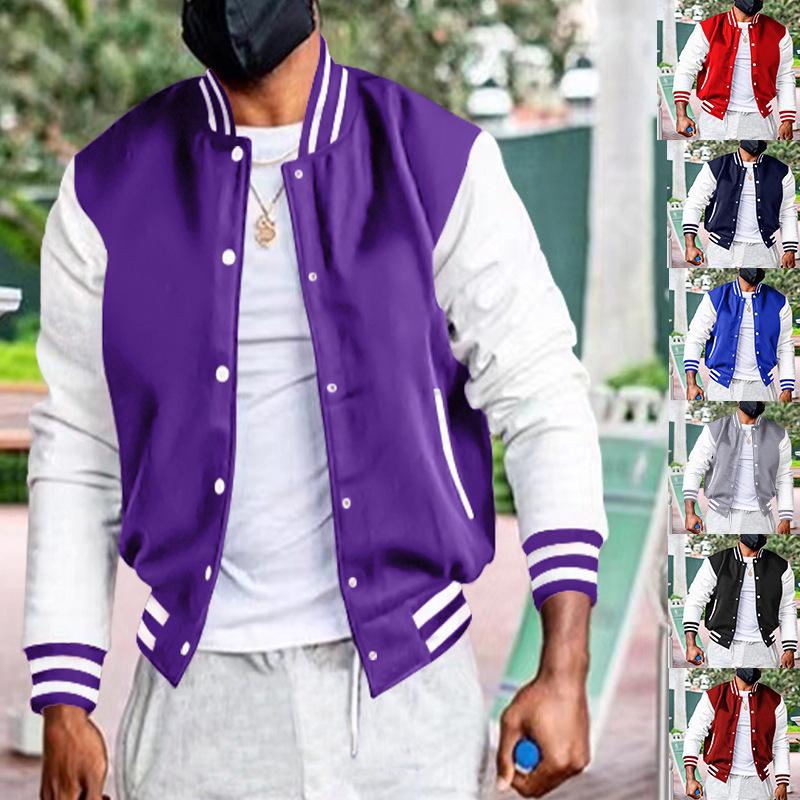 VantaGoods Cross-Border Fleece Baseballjack voor heren: Klassiek losvallend model, opstaande kraag en knoopsluiting voor herfst en winter.