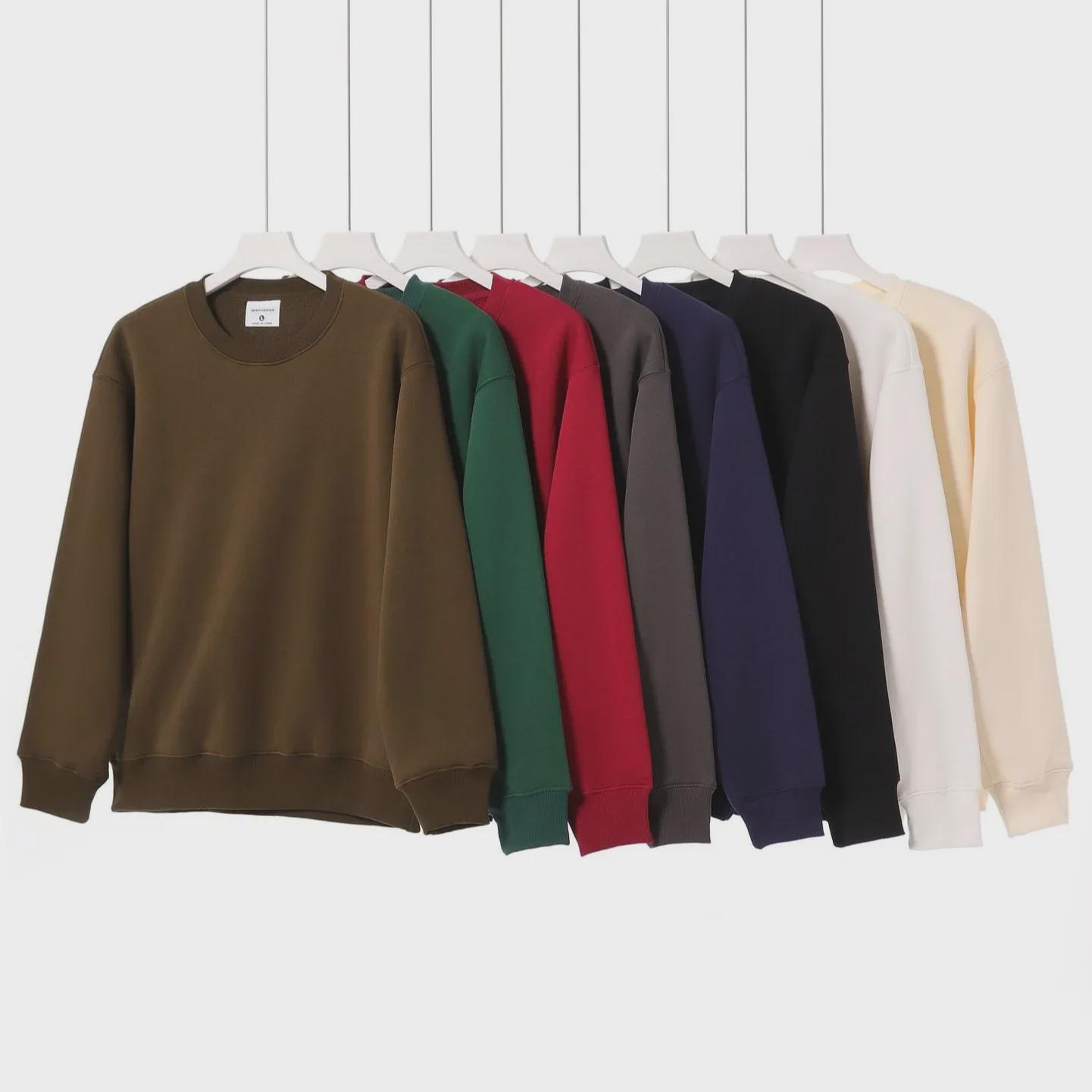 VantaGoods Herfst/winter verdikt Australisch katoen, fleece, verlaagde schouders, unisex losse pasvorm, plus fluweel, kaki. XL