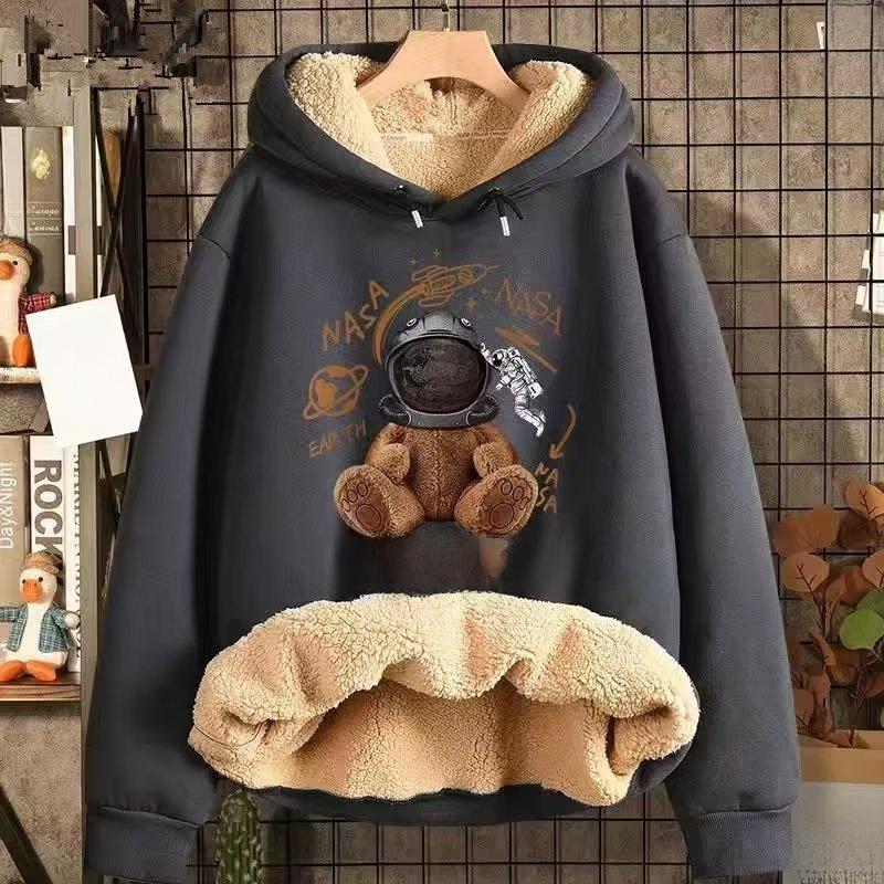 VantaGoods Heren Winter Verdikt Lamsleren Capuchon Sweatshirt: Trendy, losvallende, casual jas in grote maten. L