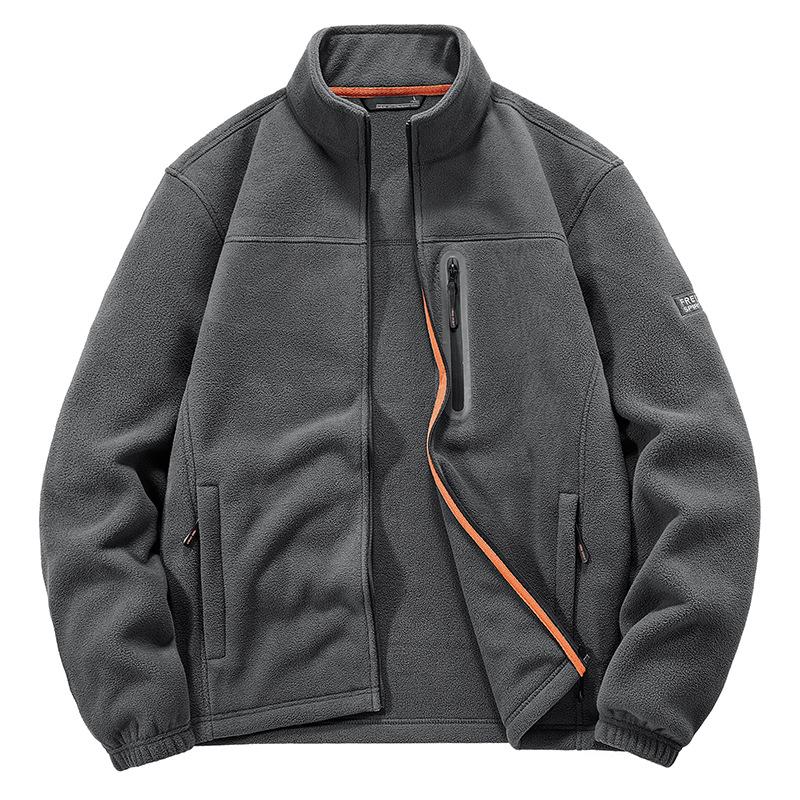 Tooyoo Polar fleecejack voor heren, casual fleecejack met staande kraag M zwart