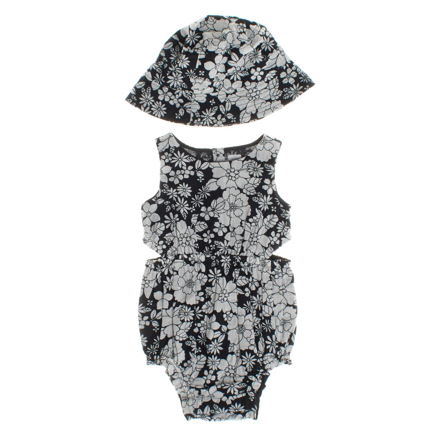 BlackPrice Babymeisjes Mouwloos Bodysuit en Muts Set 600462 18-24 MESES zwart