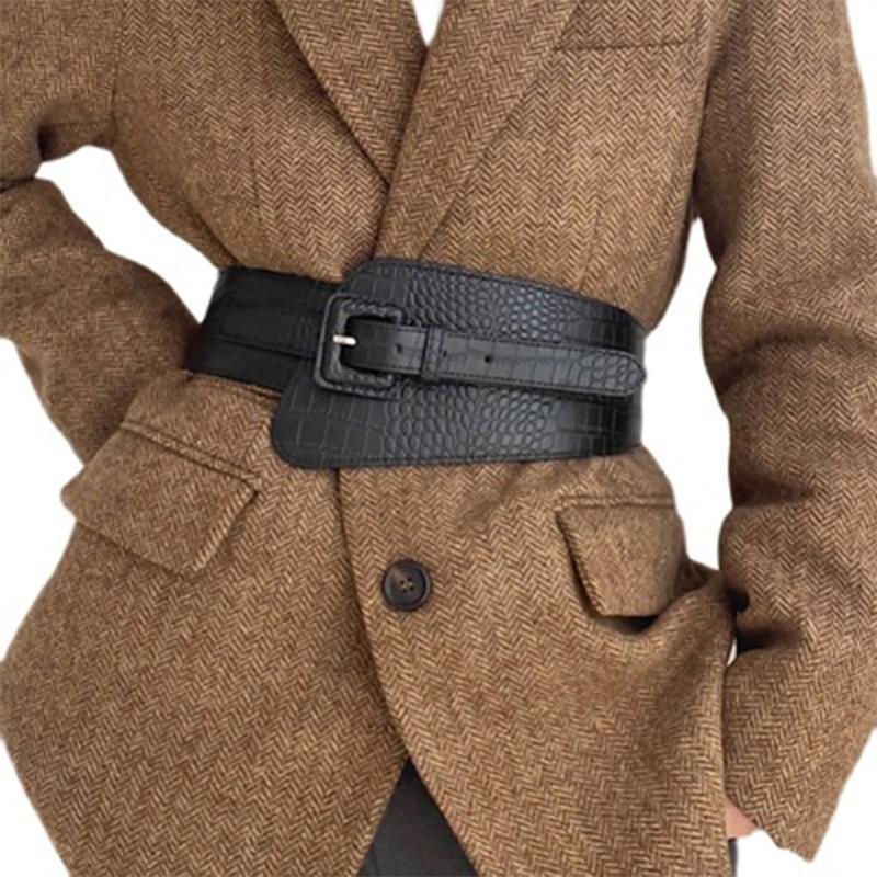 BC Clothing Vrouwen Brede Riem Krokodil Patroon Pu Lederen Korset Riemen Retro Verstelbare Tailleband voor Dame Jas Jurk Accessoires Cummerbund One Size