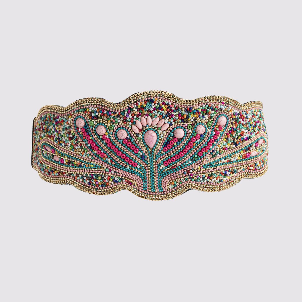VantaGoods Boheemse etnische bloemenesthetische elastische tailleband