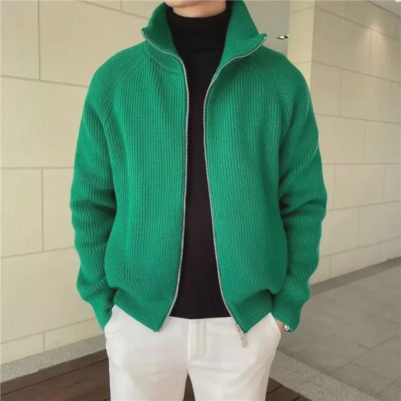 VantaGoods 2024 Heren Koreaanse Stijl Turtleneck Rits Cardigan Trui | Trendy Losse Gebreide Jas Top M zwart