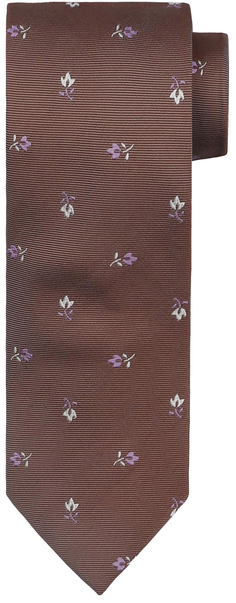 Suitable Stropdas Zijde Bloem Bruin -