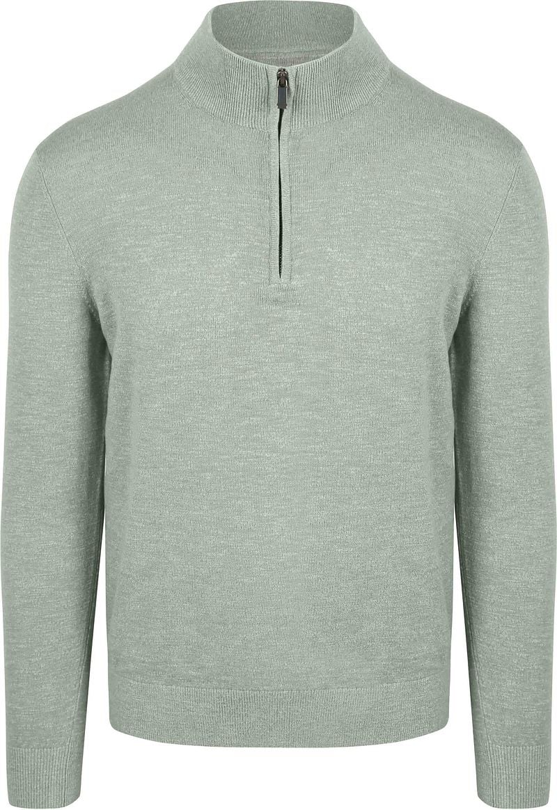 Suitable Slub Yarn Half Zip Trui Groen