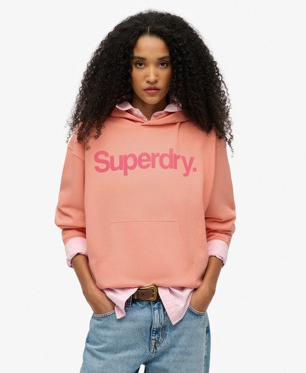 Superdry Vrouwen Core City Hoodie met Logo Cream