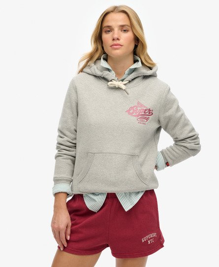 Superdry Vrouwen Athletic Hoodie met Metallic Logo Grijs