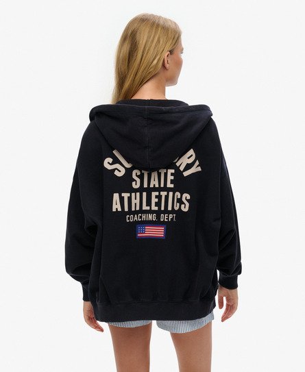 Superdry Vrouwen Athletic Essentials Oversized Hoodie met Rits Blauw