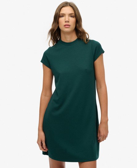 Superdry Vrouwen A-lijn Mini-jurk met Korte Mouwen Groen