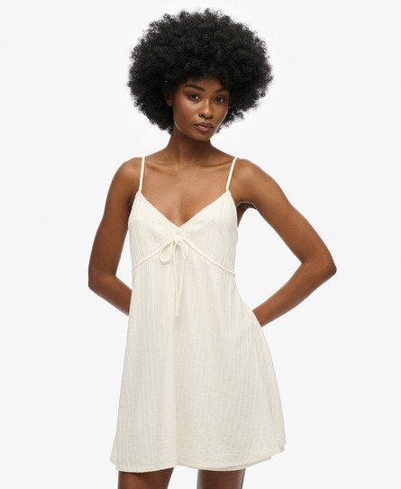 Superdry Vrouwen Geweven Cami Mini-jurk met Textuur Wit